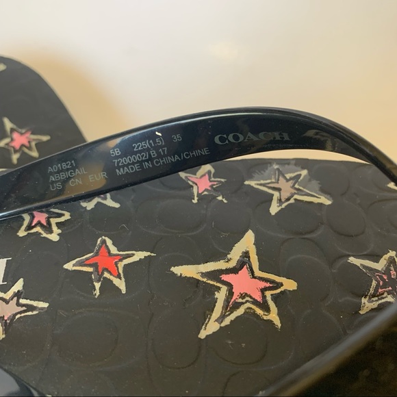 Coach Abigail Black Stars Flip Flop Thong Sandals - Picture 10 of 12